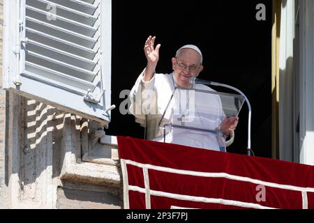 Pope Francis Delivers His Blessing As He Recites The Angelus Noon