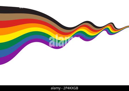 Wide Waving Pride Flag Rainbow Lgbt Symbol Icon Flat Vector