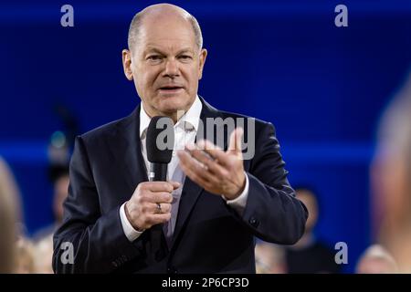 Cottbus Germany 07th Mar 2023 German Chancellor Olaf Scholz SPD