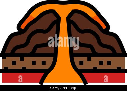 Shield Volcano Lava Color Icon Vector Illustration Stock Vector Image