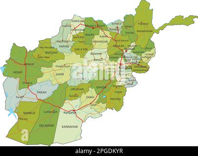 Afghanistan Highly Detailed Editable Political Map With Labeling