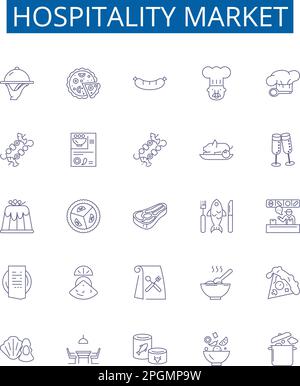 Hospitality Industry Line Icons Collection Tourism Accommodation