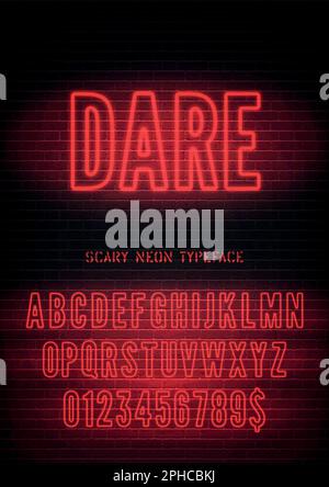 Neon Red Script Alphabet Glowing Cursive Font With Letters Numbers