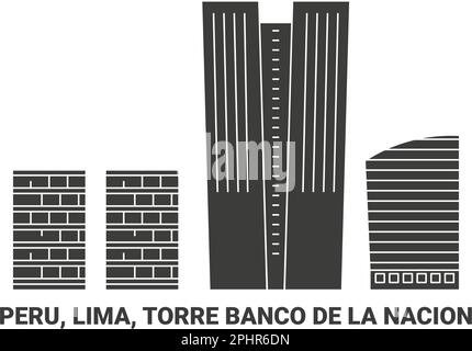 Peru Lima Torre Banco De La Nacion Travel Landmark Vector