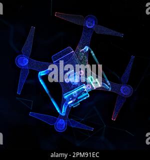 Quadcopter Low Poly Design Drone Polygonal Vector Illustration