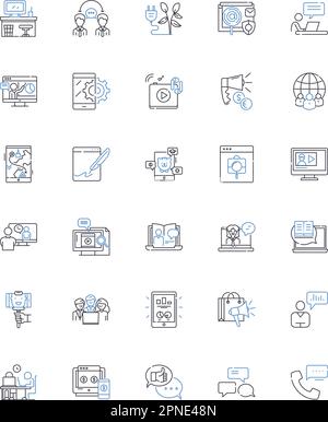 Web Presence Line Icons Collection Internet Website Visibility