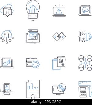 Computational Program Line Icons Collection Algorithm Code Function