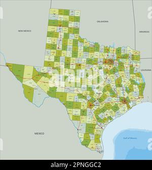 Texas Highly Detailed Editable Political Map With Labeling Stock