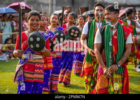 Rabha Tribal People In Traditional Attire Perform Traditional Rabha