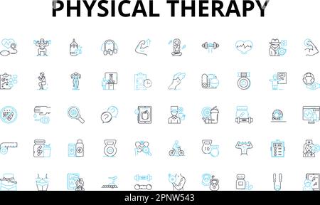 Physical Therapy Linear Icons Set Rehabilitation Exercises Manual