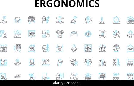 Human Factors Linear Icons Set Ergonomics Psychology Anthropometry