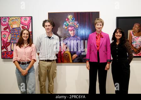 Artist Andrea Huelin And With Comedian Cal Wilson And Her Archibald