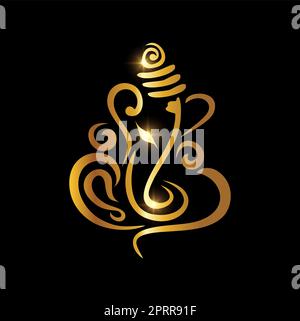 Golden Ganesh Puja Ganesh Chaturthi Sign Stock Vector Image Art Alamy