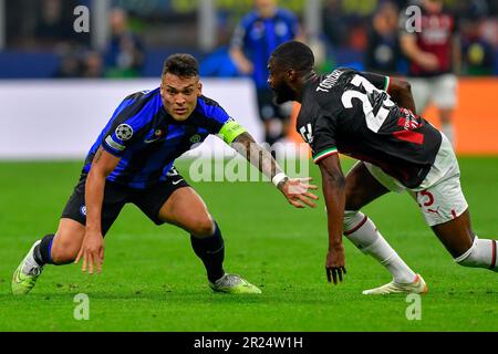 Lautaro Martinez Of Fc Inter And Fikayo Tomori Of Ac Milan During The