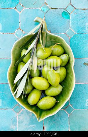 Olive Sprig With Green Olives FoodCollection Stock Photo Alamy