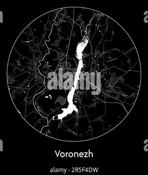 City Map Voronezh Russia Europe Vector Illustration Black White Stock