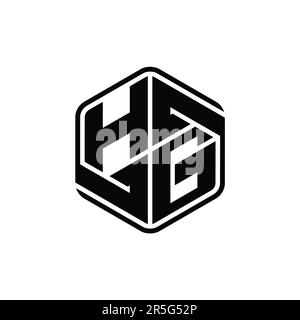 Hg Logo Monogram Hexagon Shape With Geometric Abstract Isolated Outline