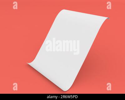 Curved Sheet Of A Paper On A Gray Background D Render Illustration