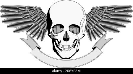 Winged Skull Design Element For Emblem Sign Badge Logo Vector