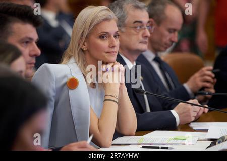 Prime Minister Designate Marcel Ciolacu Right Looks Up Before Being