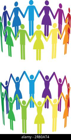 Colorful Circle Group Of People Togetherness Unity Logo Design Vector