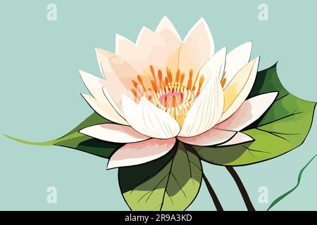 Water Lily Flower Watercolor Art Stock Vector Image Art Alamy