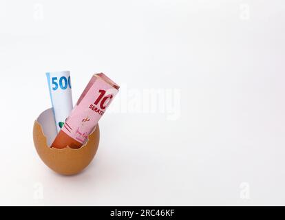 Cracked Easter Egg With Note In Shell Stock Photo Alamy