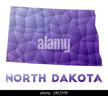 Map Of North Dakota Low Poly Illustration Of The Us State Geometric