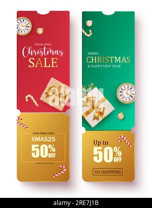 Christmas Vouchers Vector Set Banner Design Merry Christmas Discount