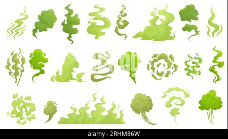 Smelling Green Cartoon Fart Cloud Flat Style Design Vector Illustration