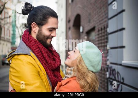 Couple Upper Body Naked Touching Stock Photo Alamy