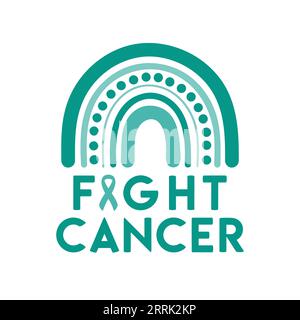 Teal Ribbon Ovarian Cervical And Uterine Cancers Symbol Stock