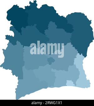 Blue Abidjan Map Cote D Ivoire Detailed Municipality Map Skyline