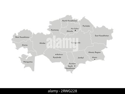 Kazakhstan Map Design Country Names In Different Languages And Map