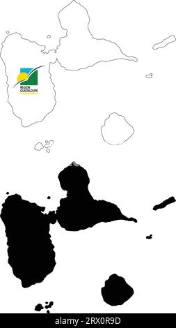 Guadeloupe Map Vector Illustration Silhouette Outline Guadeloupe