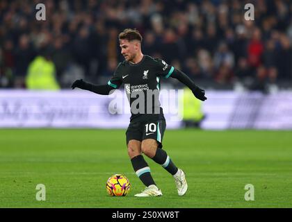 Alexis Mac Allister Of Liverpool With The Ball During The Premier