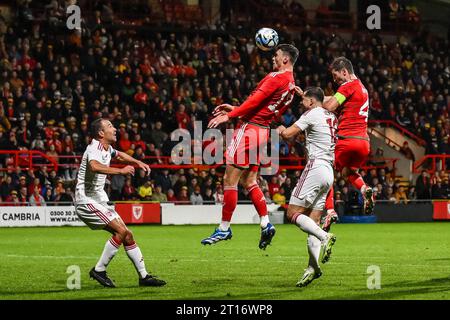 Kieffer Moore Of Wales Heads On Goal During The International Friendly