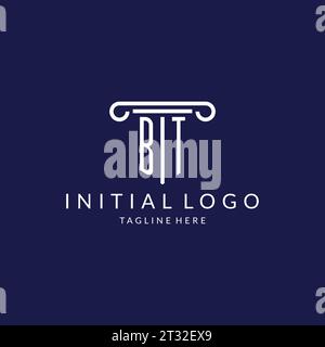 BT Monogram Logo With Pillar Shape Icon Luxury And Elegant Design Logo