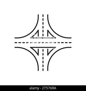 Road Line Icon Roundabout Interchange Highway Crossroad Intersection