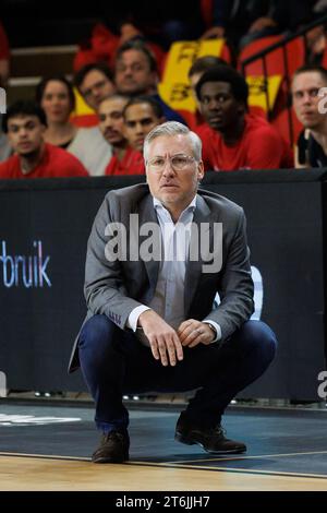 Brussels Head Coach Serge Crevecoeur Reacts During A Basketball Match