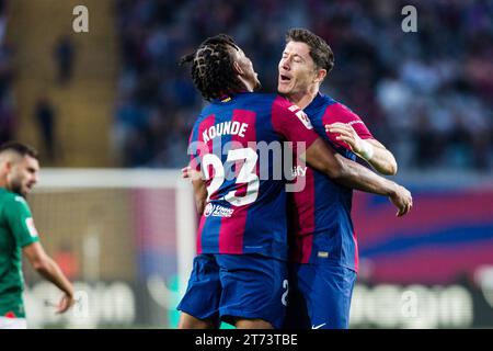 Jules KOUNDE Of Barcelona Celebrate His Goal With Lamine YAMAL Of