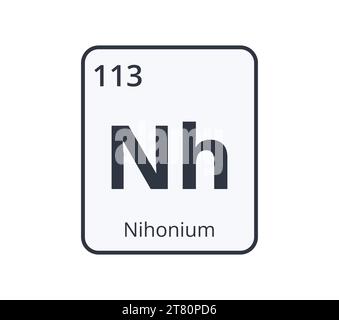 Nh Nihonium Chemical Element Periodic Table Single Element Vector