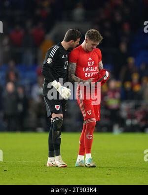 Wales Goalkeeper Danny Ward Consoles Joe Rodon Following The UEFA Euro