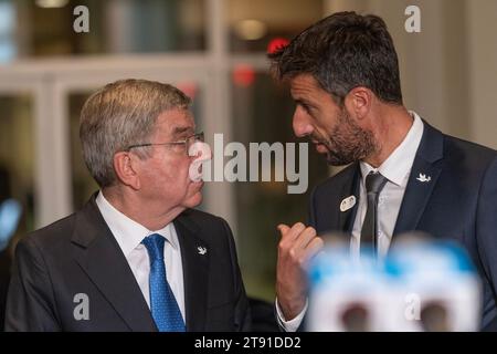 President Of Paris Tony Estanguet Poses Before Unveiling The