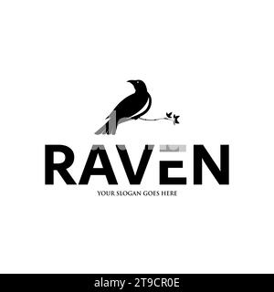 Simple Black Crow Raven Logo Design Vector Sign Illustrations Stock