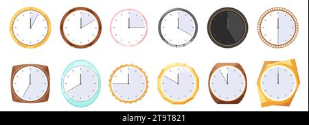 Different Old And Modern Clocks And Hand Watches Set Vector