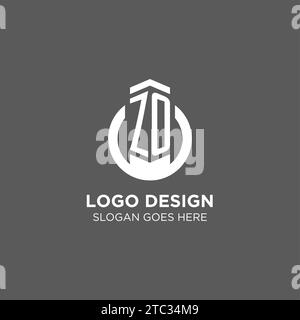 Zo Logo Initials Monogram With Circular Lines Minimalist And Clean