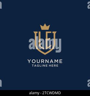 Le Logo With Shield And Crown Monogram Initial Logo Style Vector File