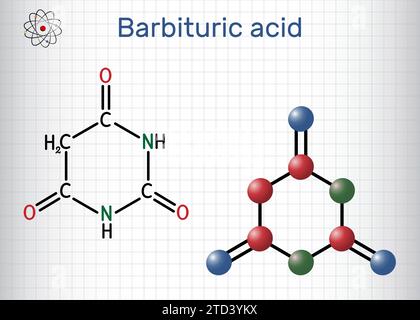 Barbituric Acid Molecular Structure Malonylurea 6 Hydroxyuracil