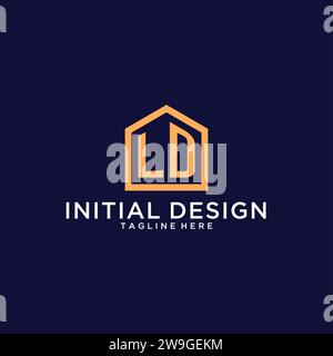 Initials Ld Logo With Abstract Home Roof Hexagon Shape Simple And